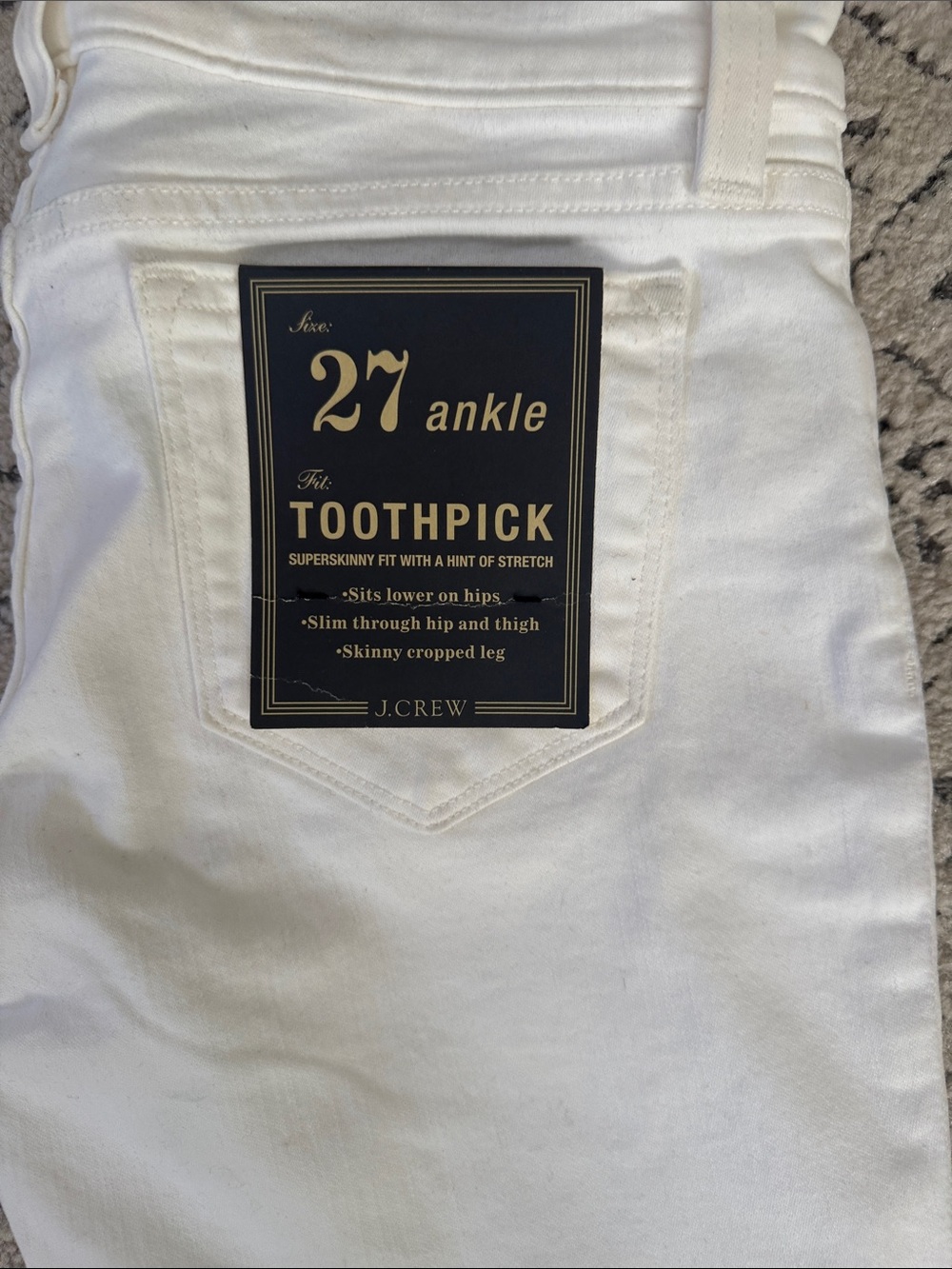 J. Crew White Toothpick Ankle Jeans - Men’s Slim Fit